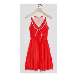 NWT Anthropologie Girls From Savoy Silk Mitsy Halter Mini Dress In Red Size 6P